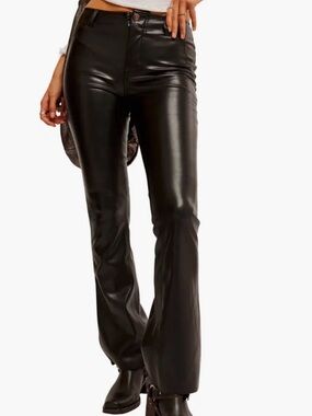 We the Free Faux Leather Flare Pants - Black